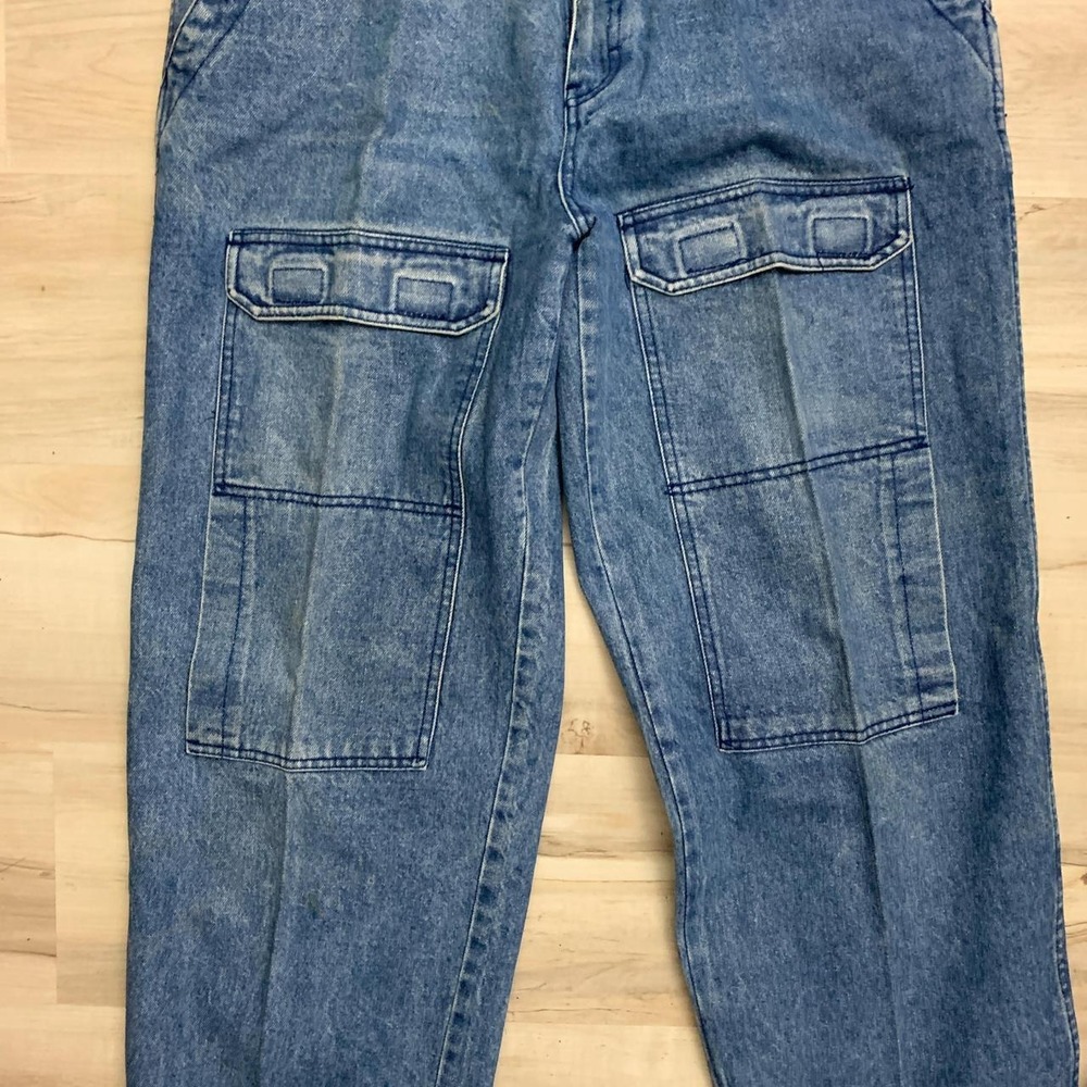 Shore Club Vintage 90s Baggy Blue Denim Cargo Pants Mens 36x36 Retro Classic